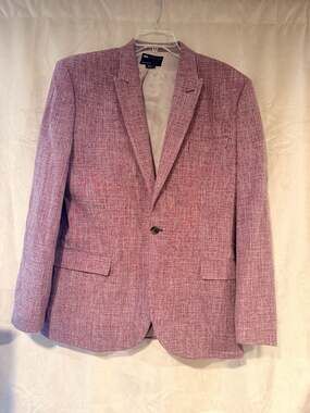 ASOS DESIGN Men's US 44 Regular Slim Fit Textured Wedding Blazer Mauve Maroon